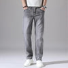 2024 Cotton Stretch Jeans Business Casual Men's Thin Denim Jeans Grey Spring Summer Brand New Fit Straight Lightweight